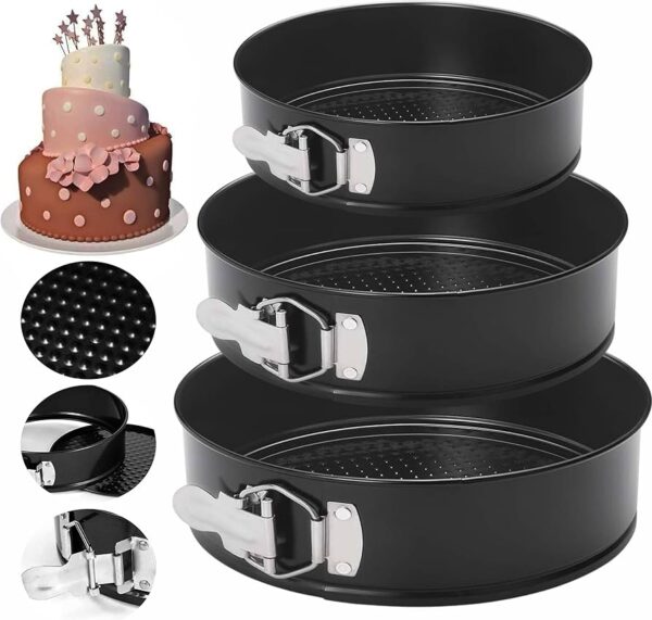 Pack of 3 Non-Stick Round Cake Pan Set | Easy Baking Pans for Layered Cakes
