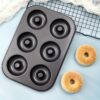 6 Cavity Donut Baking Tray | Non-Stick Carbon Steel Donut Pan for Oven Use