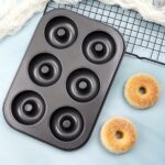 6 Cavity Donut Baking Tray | Non-Stick Carbon Steel Donut Pan for Oven Use