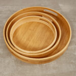 Round Bamboo Serving Tray Set 3 Piece | Elegant Eco-Friendly Serving Trays