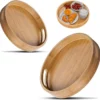 Round Bamboo Serving Tray Set 3 Piece | Elegant Eco-Friendly Serving Trays