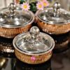 Real Copper Shahi Serving Handi with Glass Lid
