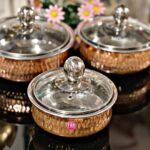 Real Copper Shahi Serving Handi with Glass Lid