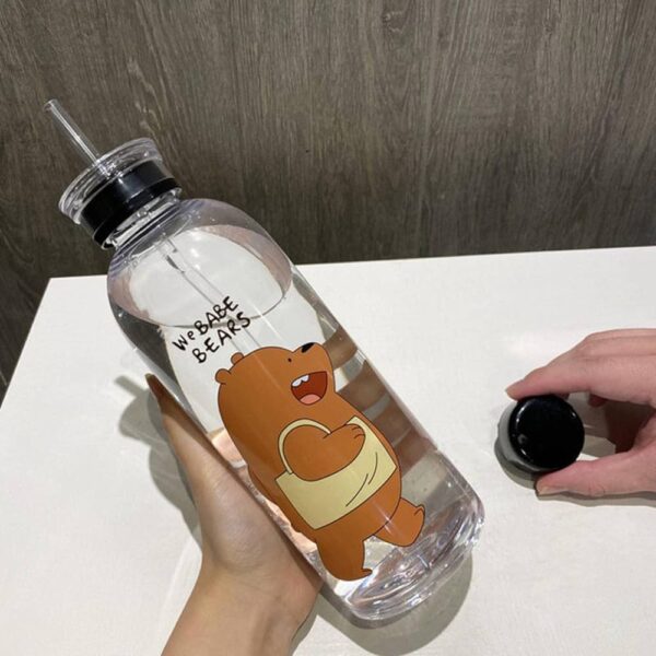 Panda Bear Water Bottle with Straw