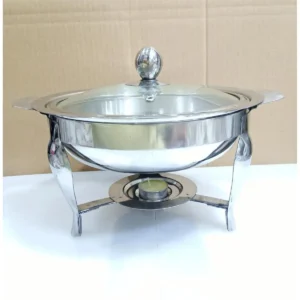 🫕 Stainless Steel Round Chafing Dish – Serve in Style Like 5-Star Buffets! Bring the luxury of hotel-style serving to your home daawat with this premium stainless steel round chafing dish. Whether you're hosting a party, BBQ, wedding event, or just serving biryani for the family — this elegant serving bowl makes your food presentation unforgettable. 🔥 Keeps Food Hot & Fresh for Hours This buffet dish is designed to retain heat, so your meals stay warm for longer without losing their flavor or texture. Perfect for: Biryani Nihari / Paya Pasta & BBQ items Gravies & more The heat-friendly base makes it ideal for stove or chafing fuel stands. ✨ Premium Steel – Mirror Polish Finish Crafted from high-quality, food-grade stainless steel, this serving bowl is: ✅ Rust-resistant ✅ Long-lasting ✅ Hygienic and safe for all kinds of food ✅ Mirror finish that looks stylish on any dining table With its round design and domed lid, it looks exactly like those in banquets and wedding halls. 🎉 Perfect for Every Occasion Whether it’s a wedding, iftar party, mehndi, or family dinner, this dish brings a touch of class and convenience. Guests will love the elegant look, and you'll love how easy it is to serve and clean. 🧽 Easy to Handle & Clean Wide handles for easy grip Lid fits snugly to keep food hot Dishwasher safe Stackable design for easy storage
