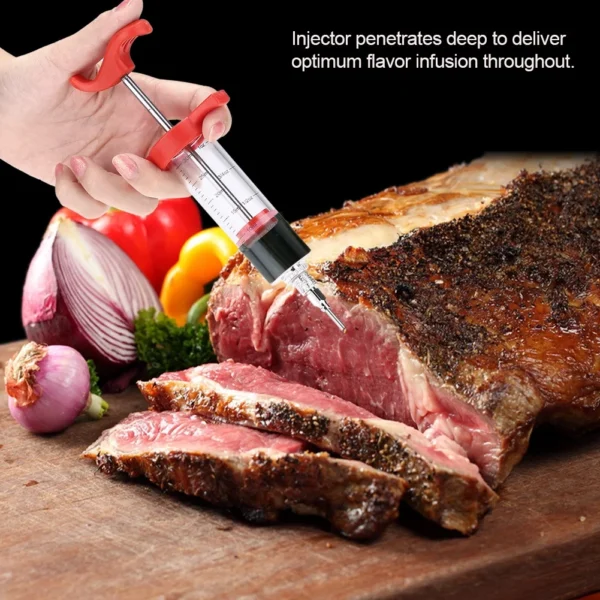 Meat Marinade Injector Syringe with Stainless Steel Needle | Flavor Injector for BBQ & Roasting