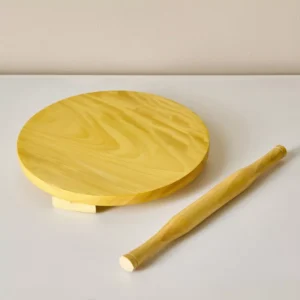 Premium Wood Rolling Board and Rolling Pin Set – Natural Wooden Chakla Belan for Effortless Rolling