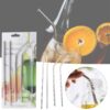 Pack of 5 Stainless Steel Reusable Bent Metal Drinking Straws with Cleaning Brush – Eco-Friendly, Durable & Rust-Resistant Straws
