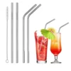 Pack of 5 Stainless Steel Reusable Bent Metal Drinking Straws with Cleaning Brush – Eco-Friendly, Durable & Rust-Resistant Straws