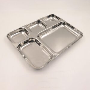 Premium 5 Compartments Stainless Steel Rectangular Thali Plate