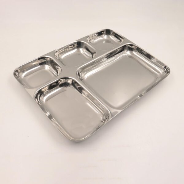 Premium 5 Compartments Stainless Steel Rectangular Thali Plate