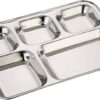 Premium 5 Compartments Stainless Steel Rectangular Thali Plate