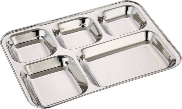 Premium 5 Compartments Stainless Steel Rectangular Thali Plate