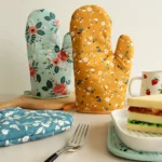 Heat Resistant Oven Mitts Set – Quilted Cotton Kitchen Gloves (Pair)