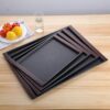 Serving Tray Set of 4 – Premium Wooden Texture Plastic Trays for Kitchen & Home