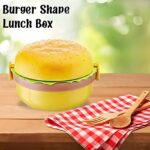 3-Layer Burger Shape Plastic Lunch Box with Spoon & Fork – Portable Food Storage Container