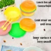 3-Layer Burger Shape Plastic Lunch Box with Spoon & Fork – Portable Food Storage Container