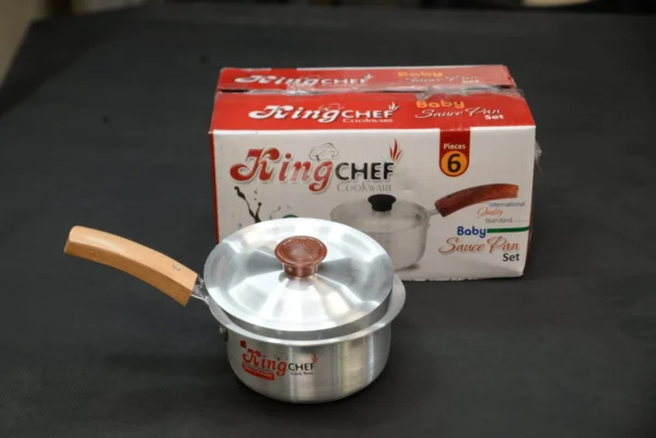 Premium Aluminium Baby Saucepan Set – 6 Pcs Cookware with Metal Finish (3 Pans + 3 Lids)