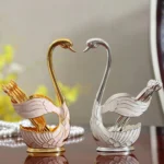Duck Style Cutlery Stand with 6 Spoons – Elegant Gold & Silver Finish | Stylish Kitchen Decor & Dining Accessory