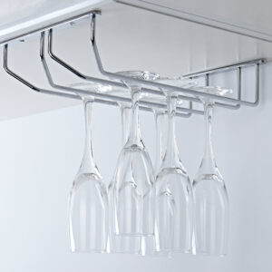 Premium Double Row Wine Glass Holder – Stylish Under Cabinet Rack for Kitchen & Bar