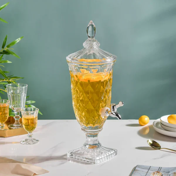 Berlin 3 Liter Glass Water & Juice Dispenser Jar – Premium Quality Transparent Glass Beverage Container for Home & Parties