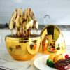 Imported Premium 24-Piece Golden Egg Shape Cutlery Set – Stainless Steel, Elegant Golden Finish
