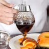 Acrylic Honey Dispenser with Bowl Stand – No Drip Syrup Dispenser Jar For Honey, Maple Syrup & Liquid Sweeteners