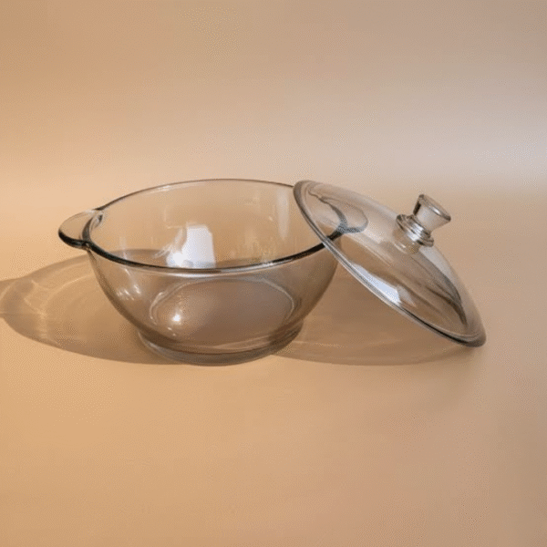 Delisoga Premium Brownish-Grey Glass Serving Bowl With Lid – 750 ml Oven & Microwave Safe Airtight Bowl For Kitchen & Dining
