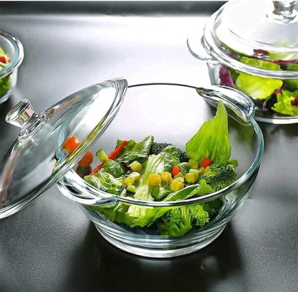 Delisoga Glass Serving Bowl With Lid – 750 ml Premium Glass Bowl With Transparent Lid