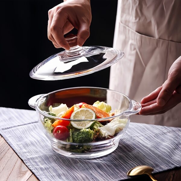 Delisoga Glass Serving Bowl With Lid – 750 ml Premium Glass Bowl With Transparent Lid