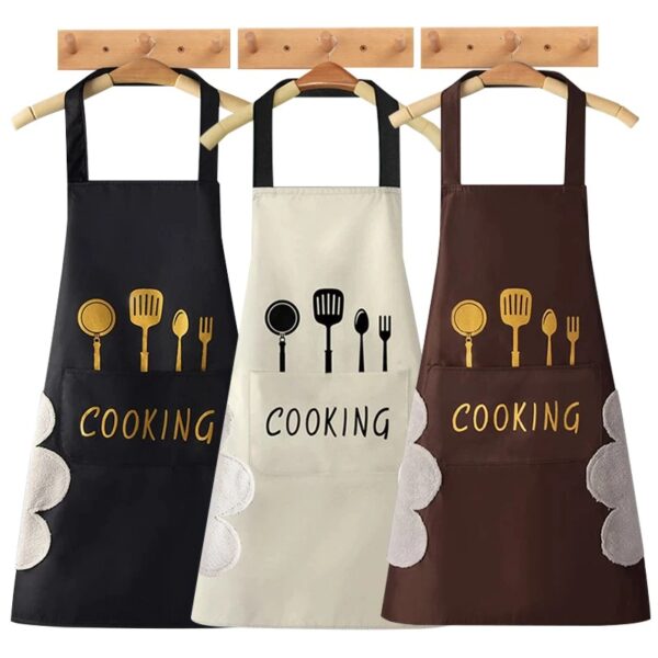 Premium Waterproof Kitchen Apron – Oil-Proof Adjustable Cooking Bib with Pocket & Hand-Wiping Design
