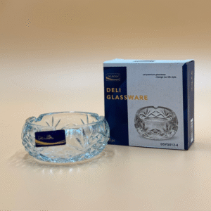 Classic Pattern DELISOGA Fine Glass Ashtray – Premium Crystal-Clear One Piece Design