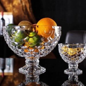 Delisoga 7-Piece Premium Textured Glass Ice Cream & Dessert Bowl Set – Elegant Pedestal Design for Fruit, Custard & Trifle