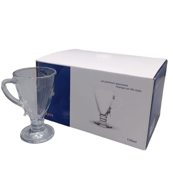 DELISOGA Fine Glass Pedestal Cups – Set of 6 (130 ml each) Elegant Clear Drinkware