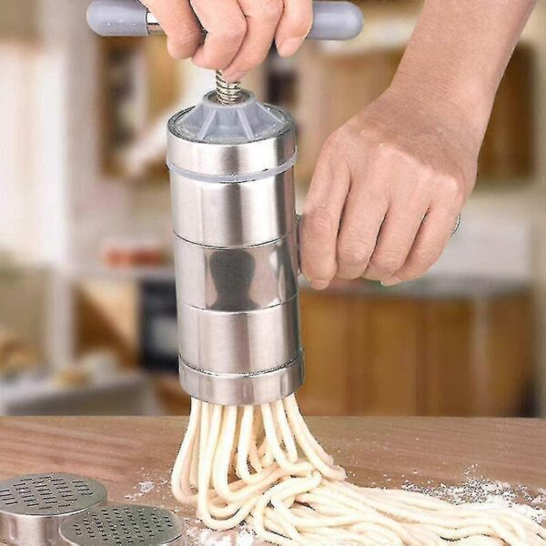 Manual Stainless Steel Noodle & Pasta Maker — Hand-Crank Rotary Press Machine for Spaghetti & More