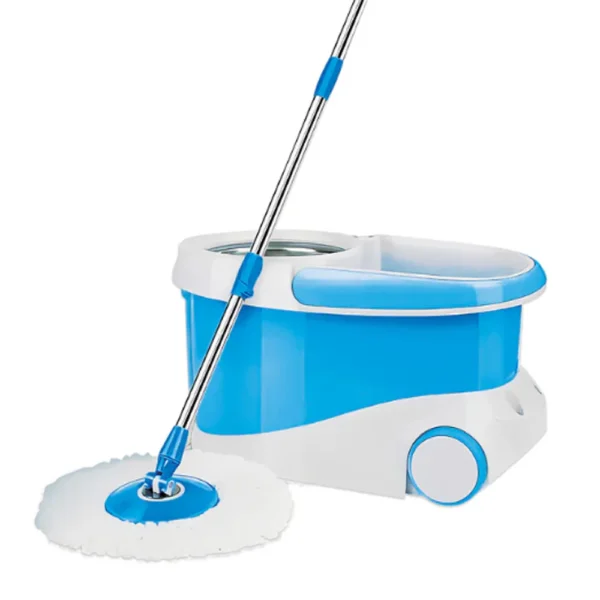 Primo Magic Spin Mop with Wheeler – 360° Microfiber Head with Wheels Bucket (Random Colours)