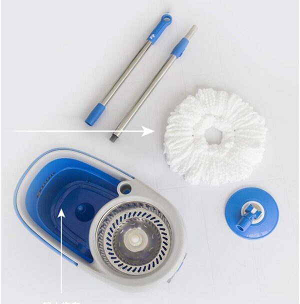 Primo Magic Spin Mop with Wheeler – 360° Microfiber Head with Wheels Bucket (Random Colours)